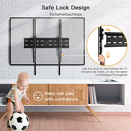 Perlegear TV Wall Bracket for 26-60 inch TVs up to 52kg, Sturdy Tilt TV Bracket with VESA 75x75-400x400mm, 55 Inch Slim TV Wall Mount with Safe P