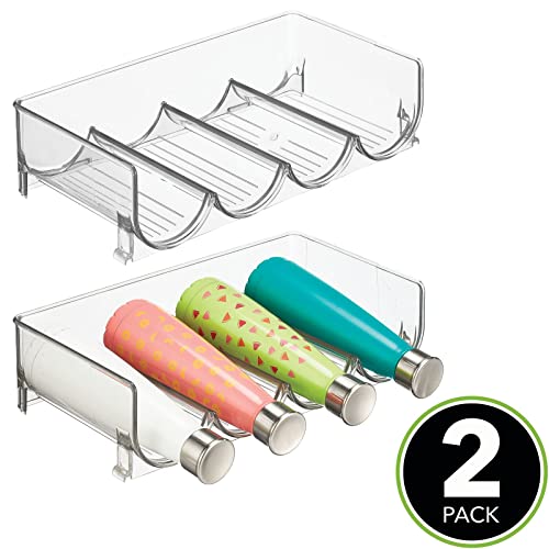 mDesign Plastic Free-Standing Stackable Bottle Storage Rack, for Kitchen Countertop, Fridge, Freezer; Organizer for Water Bottles, Sports Drinks;