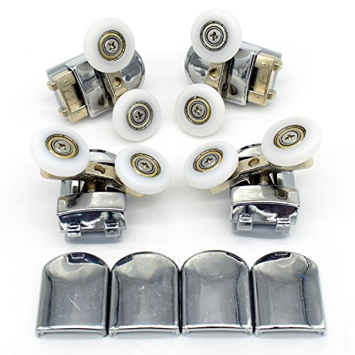 Set of 4 Twin Shower Door Rollers Runners Wheels Pulleys 23mm Wheel Diameter Top Bottom Bathroom Replacement Parts