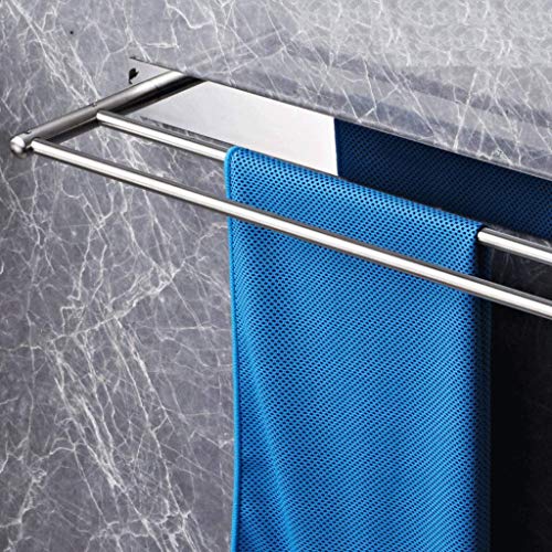 N/A Towel Rack - Stainless Steel Towel Bar, Double Towel Rack, Bathroom Towel Storage Rack Without Punching, Size 40x4.5x3 Cm
