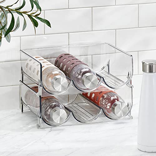 mDesign Stackable Water Bottle Holder - Refreshing Water Bottle Storage - 3 Bottles x 4 Racks for Water, Juice, Sodas, Et in Your Fridge, Pantry