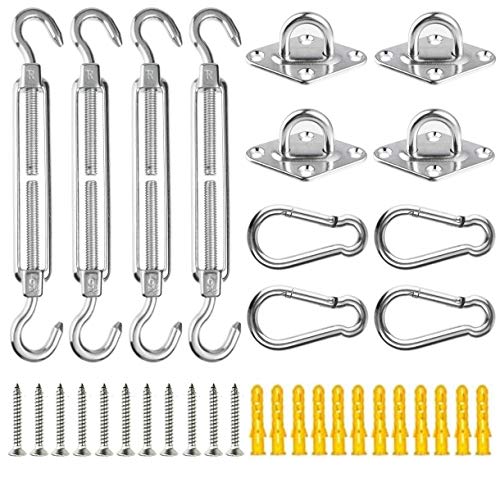 KAHEIGN M6 Awning Attachment Set, 28 Pcs Heavy Duty Sun Shade Sail Stainless Steel Hardware Kit for Triangle Square Rectangle Sun Shade Sail Inst