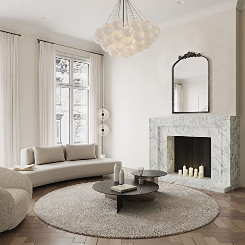 CASOLLY Traditional Retro Brush Black Gold Arch Wall Mirror, 19"x31" Carved Elegant Rectangle Vintage Mirror with Antique Ornate Frame, Baroque I