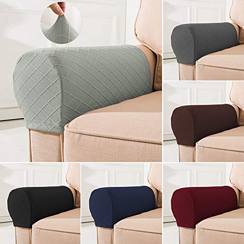 MVPACKEEY Armrest Cover Spandex Stretch Fabric Armchair Couch Arm Rest Cover Set of 2, Anti-Slip Furniture Protector Armchair Slipcovers for Recl