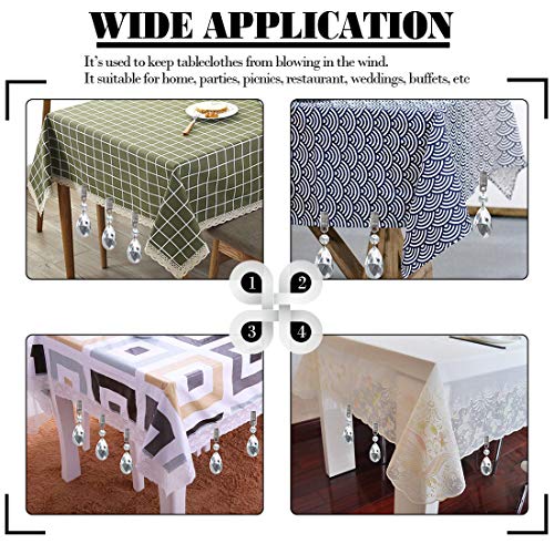 Glarks Tablecloth Weights Set, 10Pcs Metal Clip AB Crystal Glass Teardrop Prisms Pendant Tablecloth Weights for Picnic Tables Tablecloth Weights