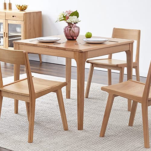MU RONG Nordic Small Square Dining Table | 4 Person Solid Oak Dining Table | Kitchen Dining Room Table for Small Spaces (W) 35.4X(D) 35.4X(H) 29.