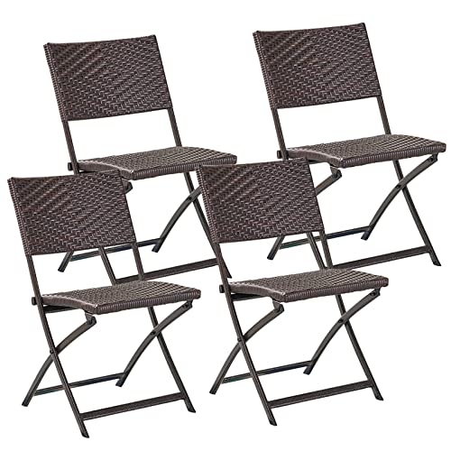 Outdoor Folding Chair, Lightweight Collapsible Rattan Chairs, Easy to Store & Carry, for Picnic, BBQ Garden Patio Yard,2pcs