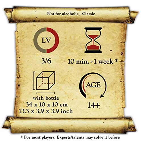 Logica Puzzles Art. Not For Alcoholics - Wooden Brain Teaser - Wine Bottle Puzzle - Difficulty 3/6 Hard - Leonardo da Vinci Collection