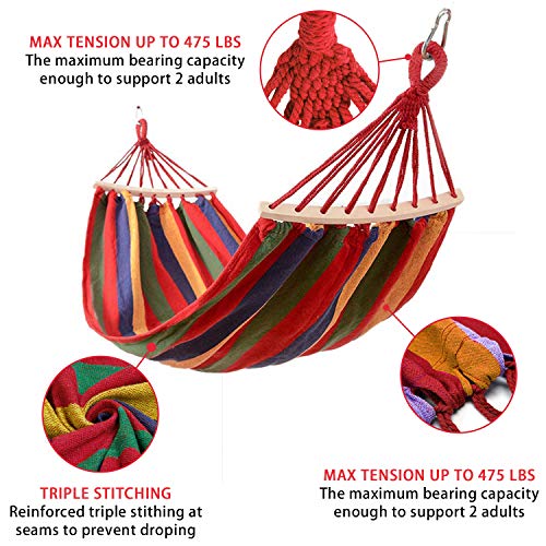 KEPEAK Outdoor Cotton Hammock, Widening and Thickening Portable with Carrying Bag for Backpacking, Camping, Backyard, Garden, Red