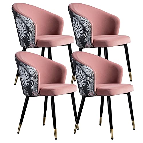 Kitchen Dining Room Furniture Chairs Retro Dining Chair Set Of 4 Modern Kitchen Dining Room Chairs with Metal Legs Velvet Seat and Embroidery Bac