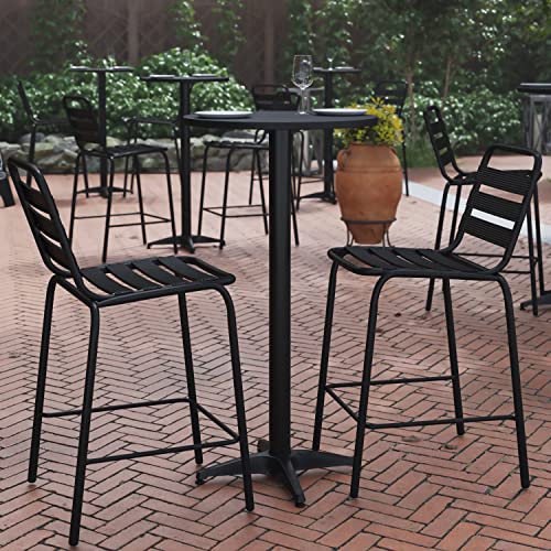 Flash Furniture Mellie 23.5" Aluminum Indoor-Outdoor Bar Height Table, 24" Round, Black