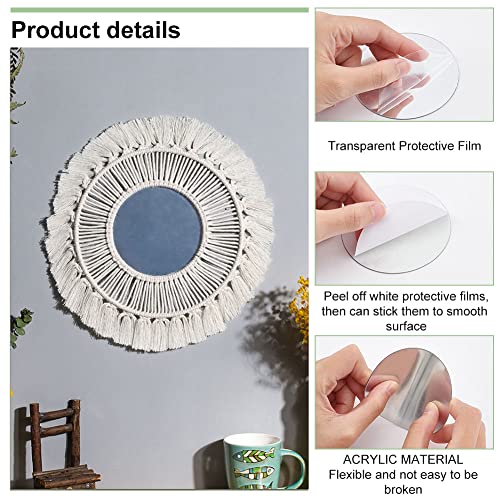 PH PandaHall 100pcs Round Mirror Tiles, 4 Sizes Self Adhesive Mirror 0.78 1 2 3 Inch Acrylic Craft Mirror Circles Mirror Small Mirror Pieces for