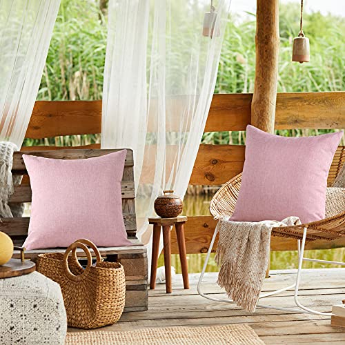 JOTOM Pack of 2 Premium Outdoor Waterproof Cushion Covers 45x45 cm Water Resistant Square Pillow Covers Garden Cushion Cover Linen Cushion Case f
