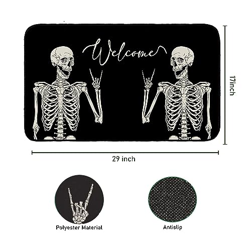 SANHUDSD Halloween Door Mat Horror Skull Welcome Mat Scary Entry Rug Non-Slip Welcome Door Mat Indoor Outdoor Entrance Rug Halloween Party Decor