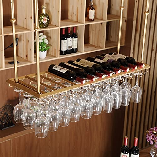 EMISOO Wine Racks Ceiling-Type Wine Bottle Holder, Hanging Wine Glass Racks Goblet Stemware Shelf Wine Storage Display Racks Adjustable Height, G