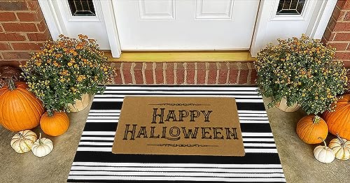 OJIA Happy Halloween Door Mat 30" x 17", Non-Slip Front Door Mat Outdoor Entrance, Non-Shedding Fall Door Mat Funny Outdoor Indoor Door Mats Porc