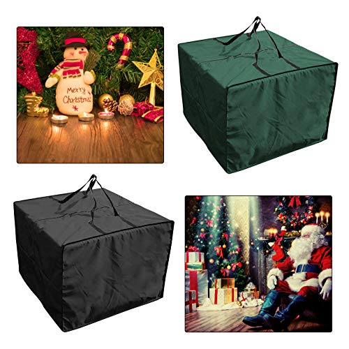 Errum Garden Furniture Storage Bag, Square Garden Cushions Storage Bag with Handles Zippers 210D Oxford Fabric, 81x81x61cm (Black)