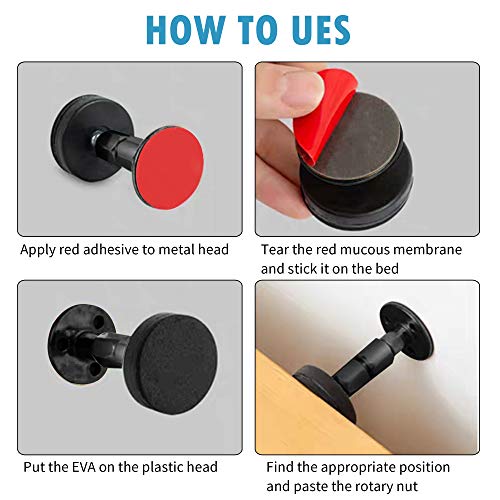 Krisler Black Adjustable Threaded Bed Frame Anti-Shake Tool, Headboard Stoppers, Bedside Headboards Prevent loosening Anti-Shake Fixer, Easy Inst