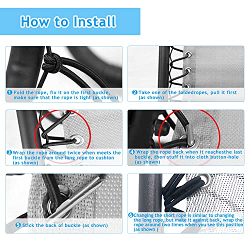 Ostlttyn Zero Gravity Chair Replacement Cord, 4 Cord Universal Replacement Bungee Cord Laces for Antigravity Chair Sun Lounger, Lounge Recliners,