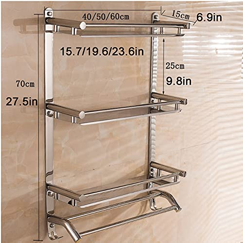 FVRTFT Bathroom Shelf Bathroom Glass Shelf Housewares Glass Bathroom Shelf With Chrome Fixings Tempered Glass 3 Layers (Size : 40Cm)