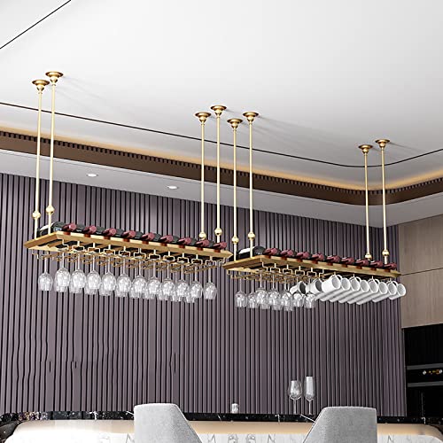 EYLINK Industrial Metal Wine Bottle Shelf, Ceiling Wine Rack, Adjustable Height, Wine Glass Holder, Restaurants/Bars/Home Display Stand (Size : 8