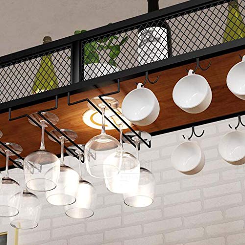 SUCHETA Wine Rack Hanging Iron Wine Glass Holder Hanging Inverted Bottle Rack Champagne Glass Multi-Functional Ceiling Decoration Shelf With Part
