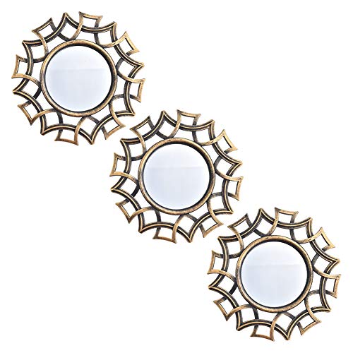 Small Wall Mirrors Decorative Set of 3 | Black and Gold Round Mirrors for Wall Decor Bedroom Living Room | Circle Mirror Wall Decor | Decorative