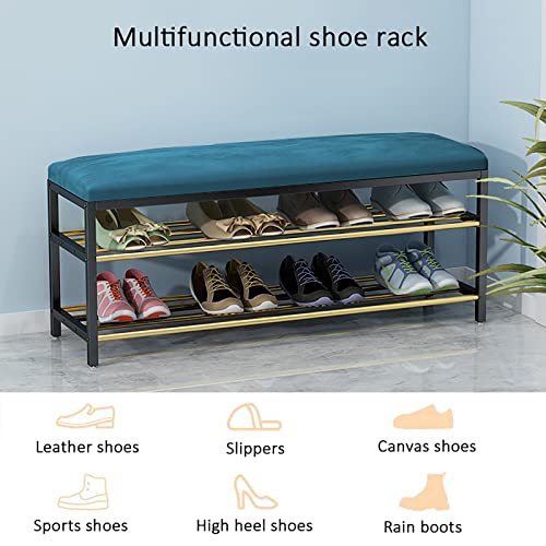 shoe storage bench ottoman Storage Benches Entryway Shoe Bench With storage,2 Tier Metal Shoe Rack With Faux Leather Seat,Upholstered Shoe storag