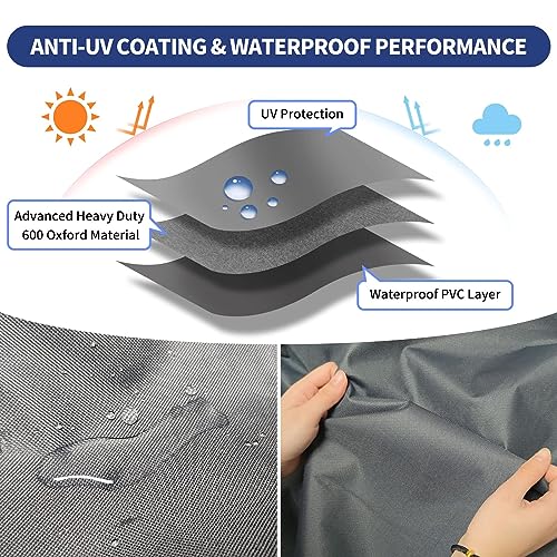 RICHIE Garden Furniture Covers Waterproof Garden Outdoor Table Cover 250x90cm, Heavy Duty 600D Oxford PVC Breathable Coating for Furniture Sets P