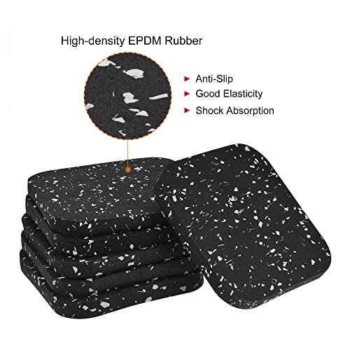 uxcell Treadmill Mat-3.9"x3.9" Exercise Equipment Mat for Floor Protection Sound Reduction, Black White 6Pcs