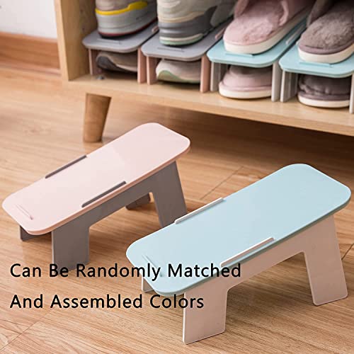 MSYU Shoe Slots Organizer 4 Pack, Double Layer Stack Shoe 50% Space-Saving Storage Shoe Rack Detachable and combinable simple shoe rack creative