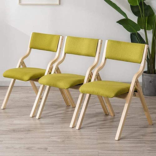 DINGZZ Solid Wood Folding Chair, Dining Chair Upholstered Thick Seat, Home Cotton and Linen Chair