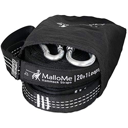 MalloMe XL Hammock Straps - Hammock Tree Straps Set 2000+ LBS Heavy Duty 40 Loops & 100% No Stretch Suspension System Kit - Camping Hammock Acces