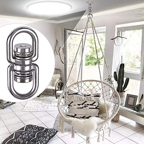 SELEWARE Permanent Antirust Stainless Steel Bearing Swing Swivel, Up to 544kg 360° Rotational Device Hanging Accessory for Web Tree Swing, Hammoc