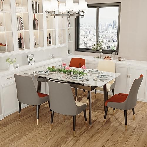 FATIVO Leather Dining Chairs Set of 2 : Faux Leather Upholstered Dining Chairs Elegant and Stylish Ergonomics Thick Seat High Back Large Chair fo