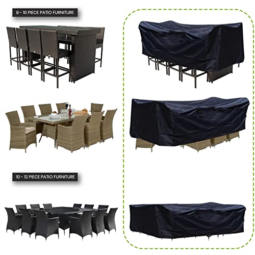 HandyAndy Patio Furniture Cover (Rectangular 124" L x 63" W x 29" H) - Waterproof Covers for Outdoor Seating - Great for Patio Dining Tables, Gar