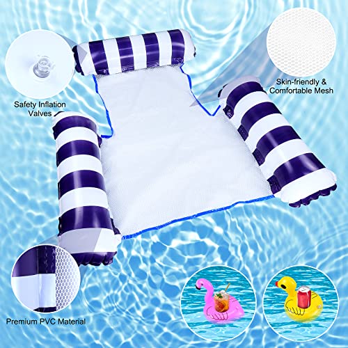 Homgaty Water Hammock, 4-in-1 Multi-Purpose Inflatable Pool Hammock, Swimming Pool Float Hammock Portable with 2 Pcs Inflatable Drink Holders for