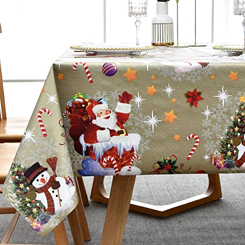 LOHASCASA Christmas Tablecloth Vinyl Oilcloth Tablecloth Small Rectangle Peva Vynle Wipeable PVC Waterproof Plastic Spill Proof Tablecloths Weigh