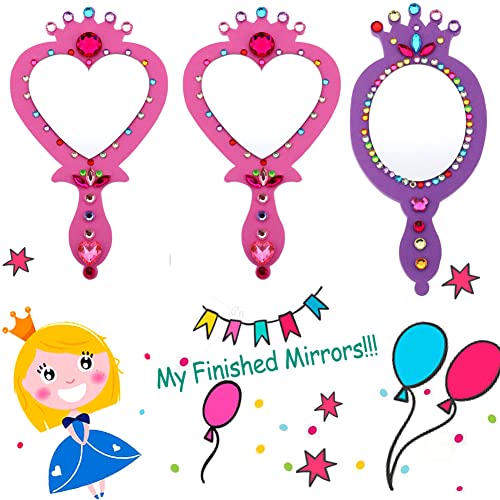 RICHNESS Princess Foam Mirrors Decorate Your Own Princess Mirrors Unbreakable kids mirror Preschool Art Toys Pack of 6