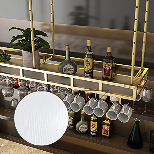 KEppd Wine Rack Wall Mounted - Wine Shelf Wine Racks Adjustable Height Ceiling Mounted Hanging Wine Bottle Holder Metal Iron Wine Glass Rack for