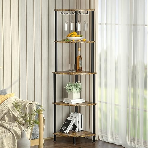 Kokorona Corner Wine Rack with Glass Holder