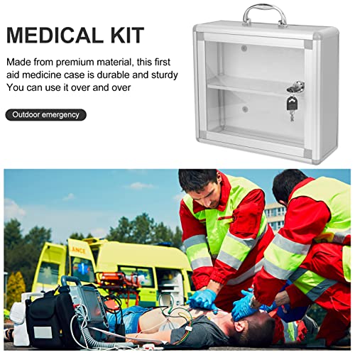 Cabilock First Aid Box with Security Lock 2 Tier Medicine Box Aluminum Alloy First Aid Case Key Storage Lock Box Emergency Lock Organizer for Hom
