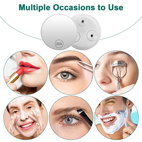 Linkstyle Magnifying Mirror 20X with Suction Cups, 6 Inch Travel Magnifying Mirror, Portable Makeup Suction Mirror for Girls Women Men Plucking E