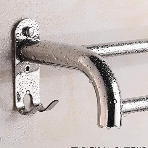 EYHLKM Bathroom Double Towel Bar Shelf Stainless Steel Rail Bath Shower Organization Suction Cup Robe