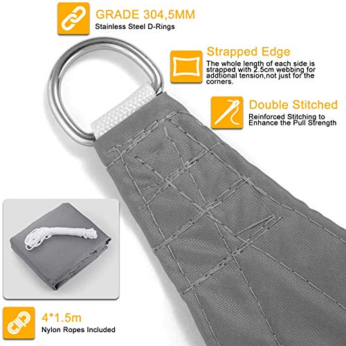 longziming Triangle Garden Sun Shade Sail, 3x3x3m 98% Anti-UV Block Waterproof Triangle Canopy,for Outdoor Garden Patio Party Backyard Yard Campi