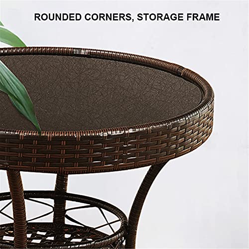 JHKGY 3-Piece Modern Conversation Bistro Chat Set Patio Wicker Chairs, Outdoor All-Weather Wicker Furniture,Metal Frame Woven Seat,Glass Top Side