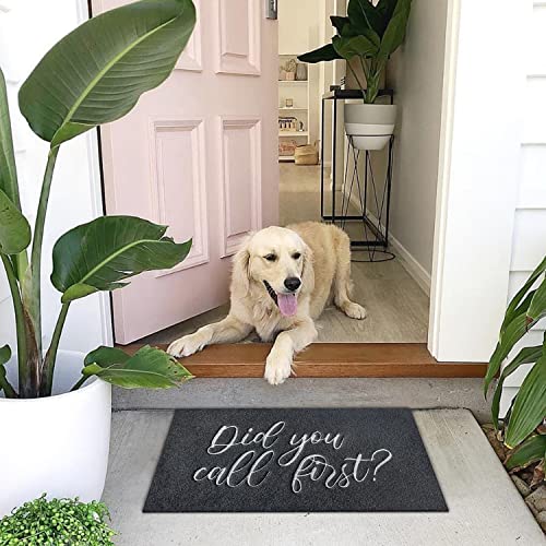 JJUUYOU Welcome Mats for Front Door Did You Call First Rugs Outdoor Black Doormat with Non Slip Rubber Rugs Decor for Home Farmhouse Balcony Pati