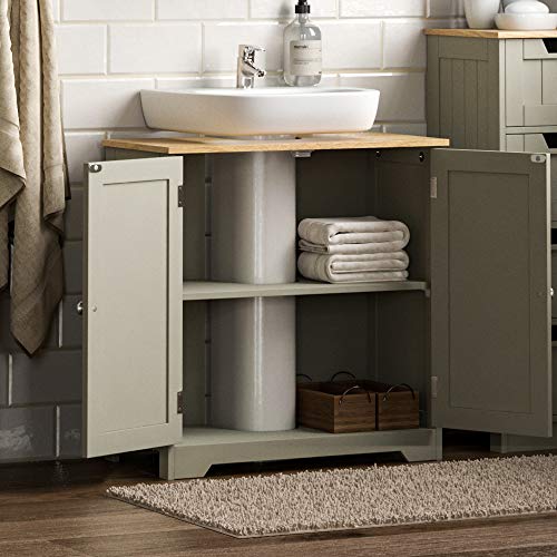Bath Vida Priano Under Sink Bathroom Cabinet Floor Standing Storage Cupboard Basin Unit, Grey