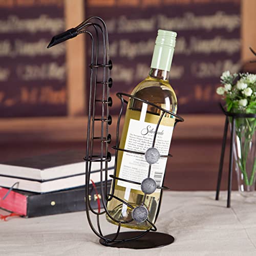 Tooarts Saxophone Free Standing Wine Rack, Creative Metal Wine Bottle Holder, Collectible Figurines Wine Shelf Gifts for Wine Lovers, Home Interi