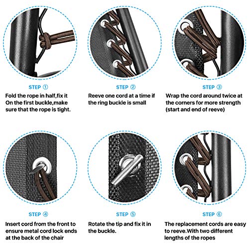 Flexzion Zero Gravity Chair Replacement Cord Laces Antigravity Chair 4 Brown Cords (2 Long 2 Short) Universal Bungee Elastic Webbing for Lawn Cha